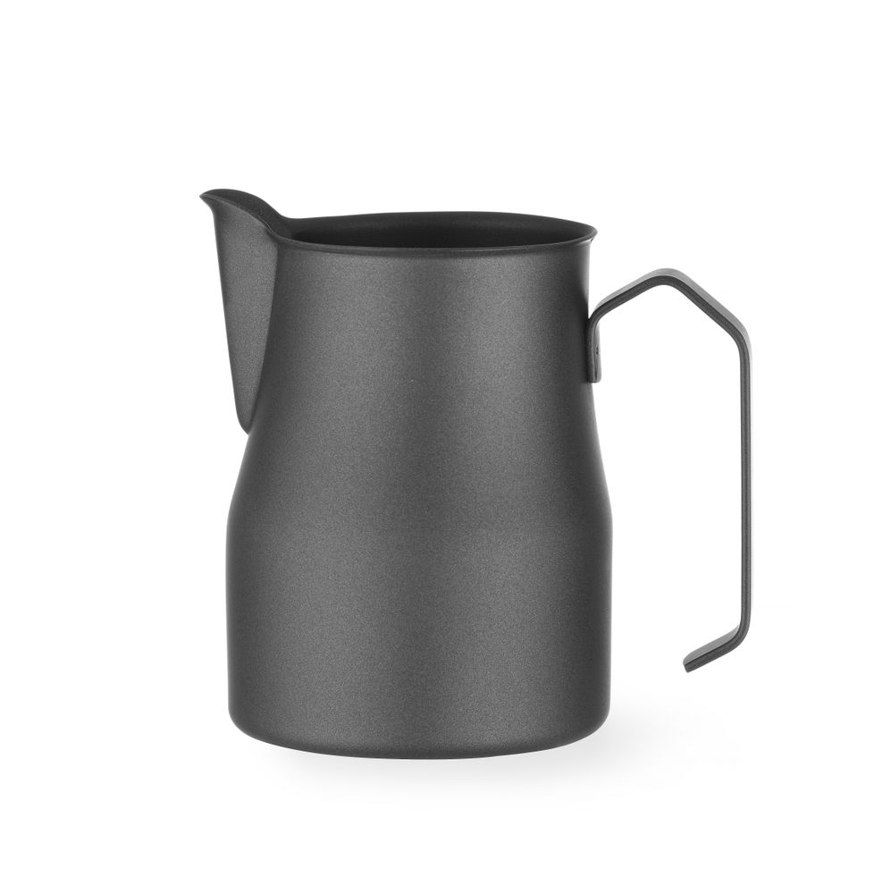 HENDI Milchkännchen mit V-förmigem Ausguss, mattschwarz, 0,7L, Schwarz, ⌀84x(H)130mm