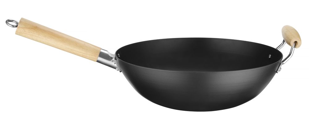HENDI Wok mit Holzgriff, ⌀324x565mm