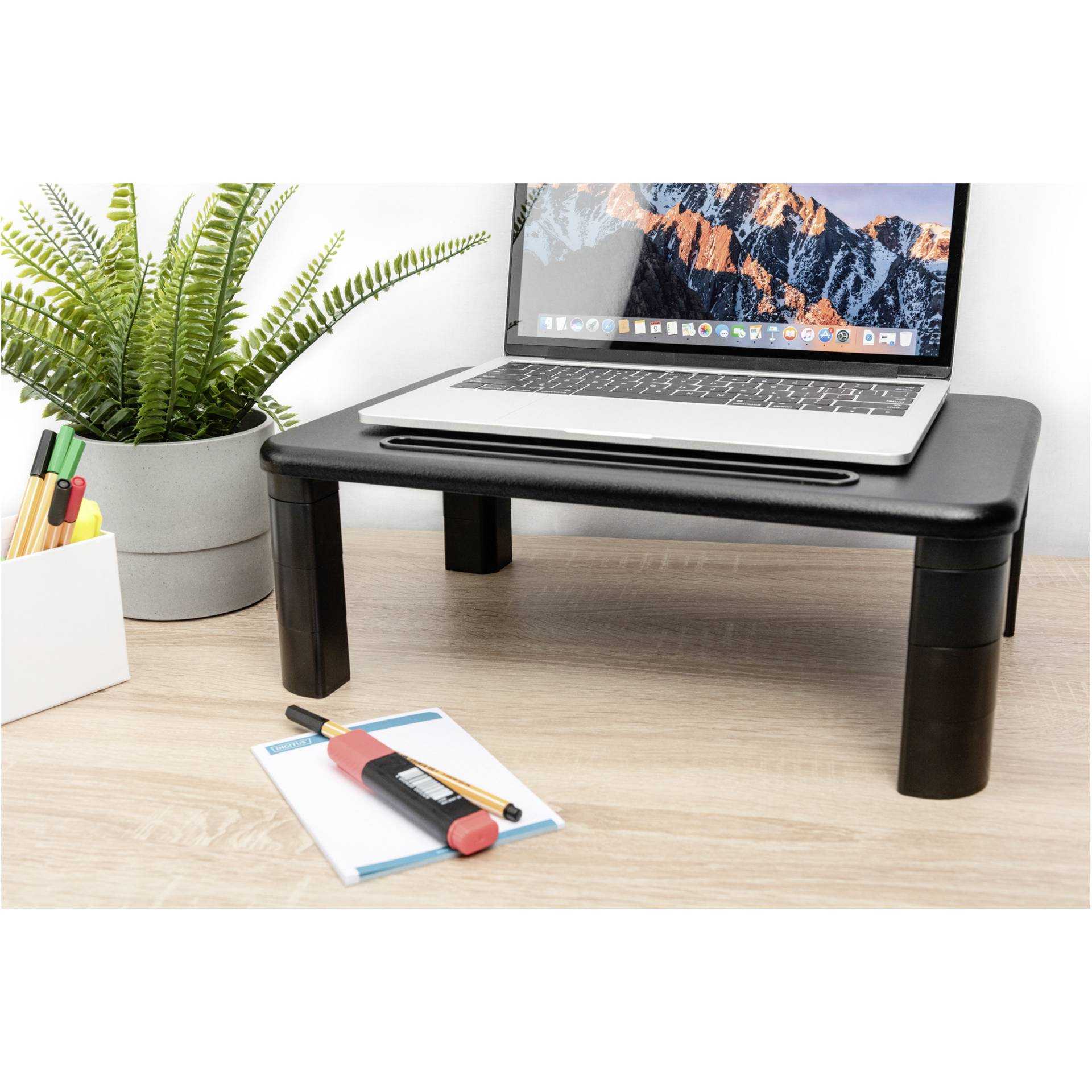 DIGITUS Ergonomic Monitor Riser - Aufstellung für Monitor - Schwarz