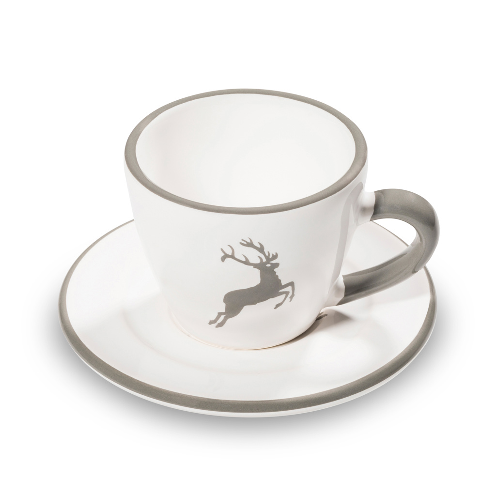 Gmundner Keramik Grauer Hirsch  Espresso f.Dich/2tlg.Geschenkk.