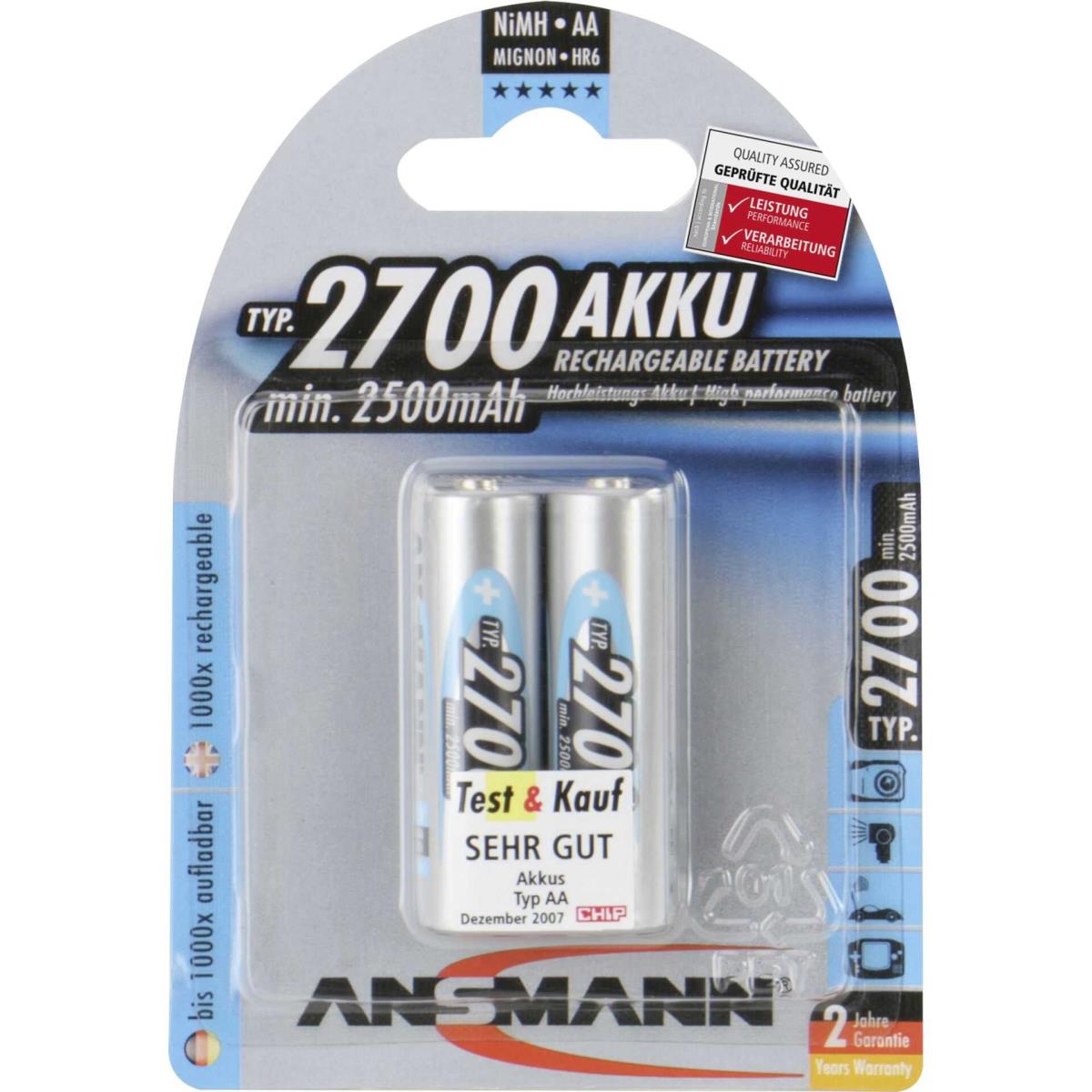ANSMANN Energy Mignon - Batterie 2 x AA-Typ - NiMH - (wiederaufladbar) - 2700 mAh