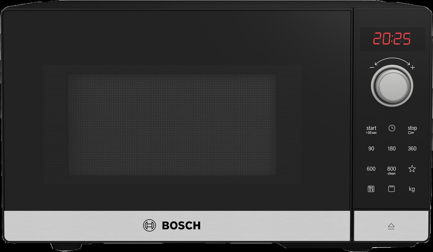 Bosch Serie 2, Freistehende Mikrowelle, 44 x 26 cm, Edelstahl, FEL023MS2